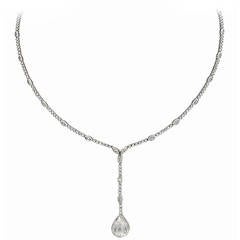 Diamond Platinum Milgrain Bead Set Necklace 7