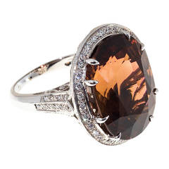 Peter Suchy Pinkish Brown Tourmaline Diamond Gold Ring 9