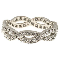 Two Row Diamond Platinum Eternity Band Ring 5