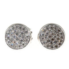 Round Pave Diamond Gold Clip Post Earrings