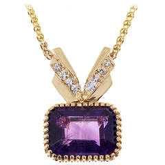 Amethyst Diamond Gold Pendant Necklace 1