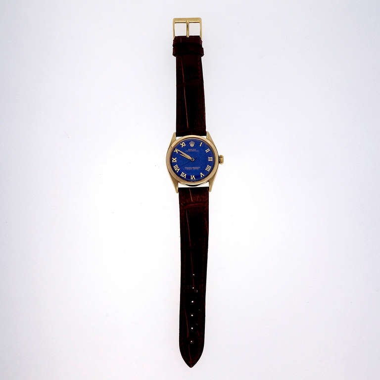 Rolex Yellow Gold Transitional Bubbleback Wristwatch, circa 1952 In Good Condition In Stamford, CT