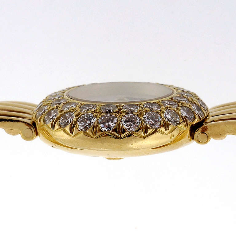 Round Cut Audemars Piguet For Tiffany & Co. Ladies Diamond Gold Bracelet Wristwatch