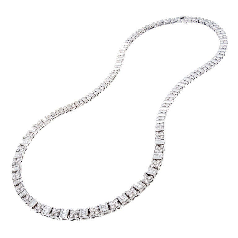 Greg Ruth Round Baguette Diamond Necklace