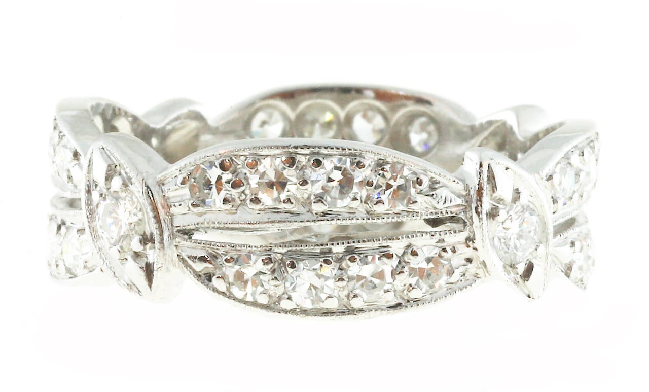 Women's Pierced Diamond Platinum Eternity Band Ring