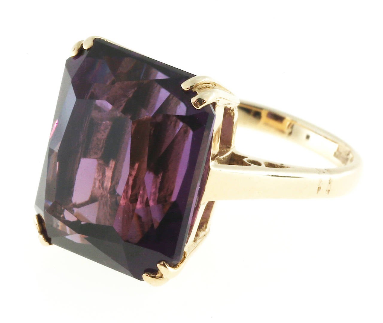 Women's Purple Amethyst Rose Gold Cocktail Ring
