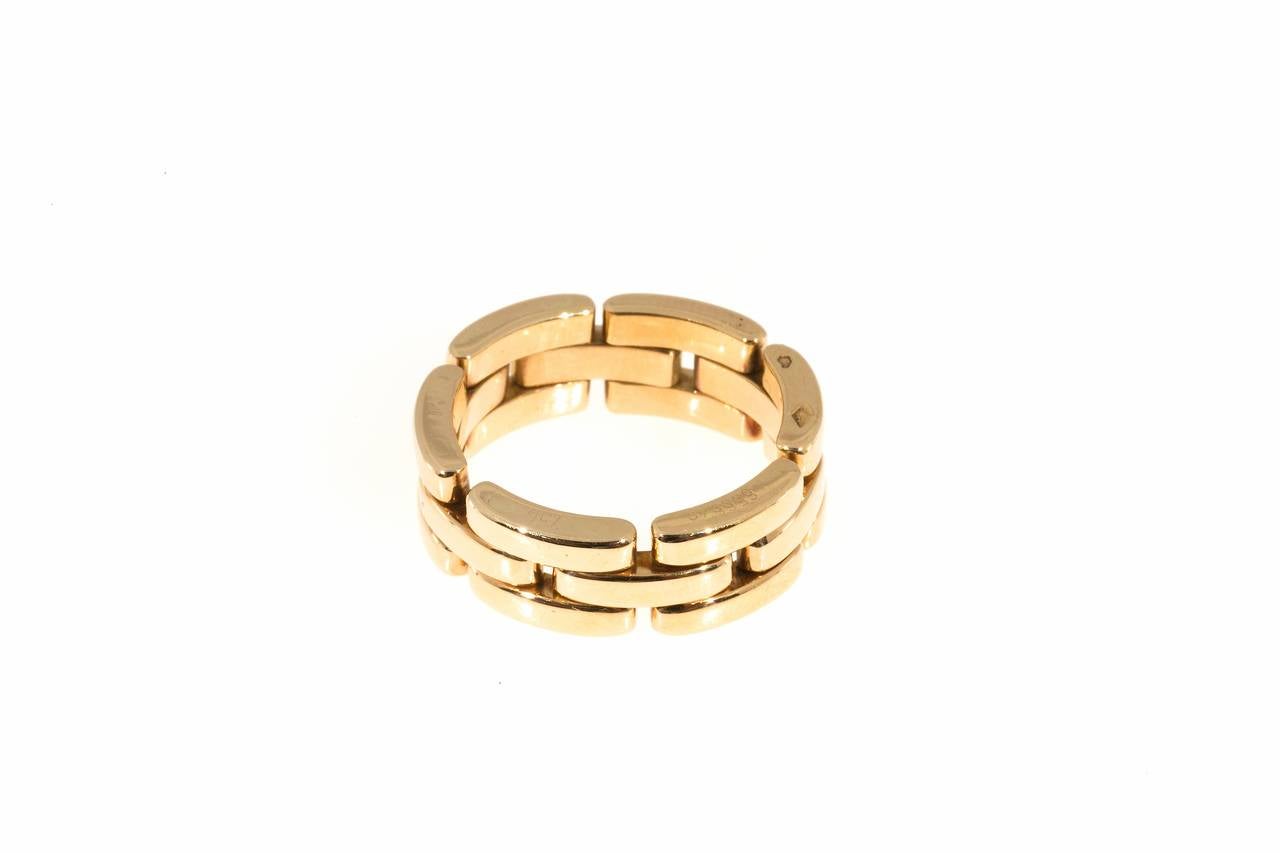 Three Row Gold  Link Ring In Good Condition In Stamford, CT