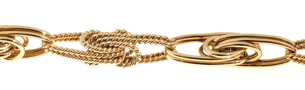 Hand Made Gold Twisted Wire Knot Link Bracelet at 1stdibs