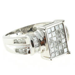 Diamond Rectangular White Gold Diamond Ring 4
