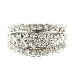 Three Row Diamond Gold Ring 6