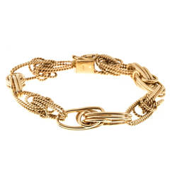 Hand Made Gold Twisted Wire Knot Link Bracelet
