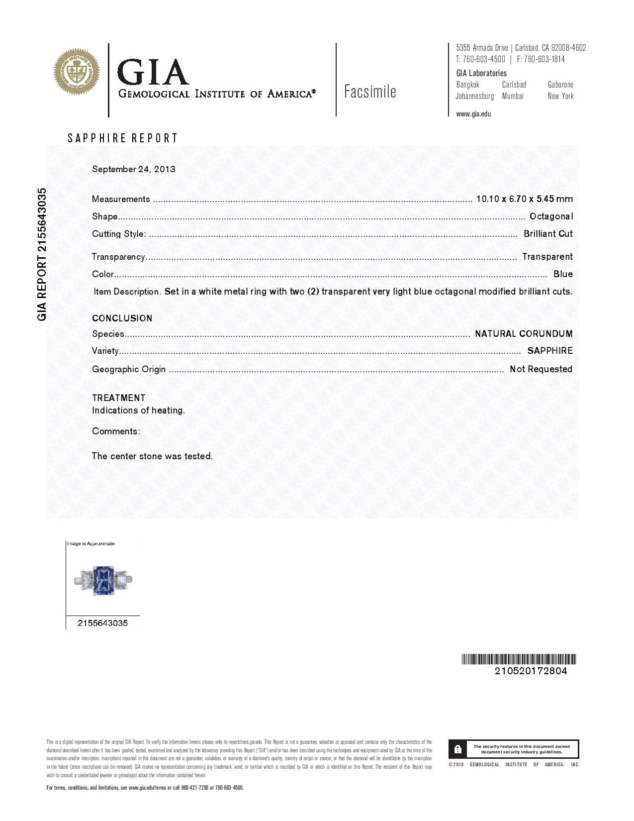 Peter Suchy, bague de fiançailles en platine avec saphir bleu de 5,73 carats certifié GIA en vente 1