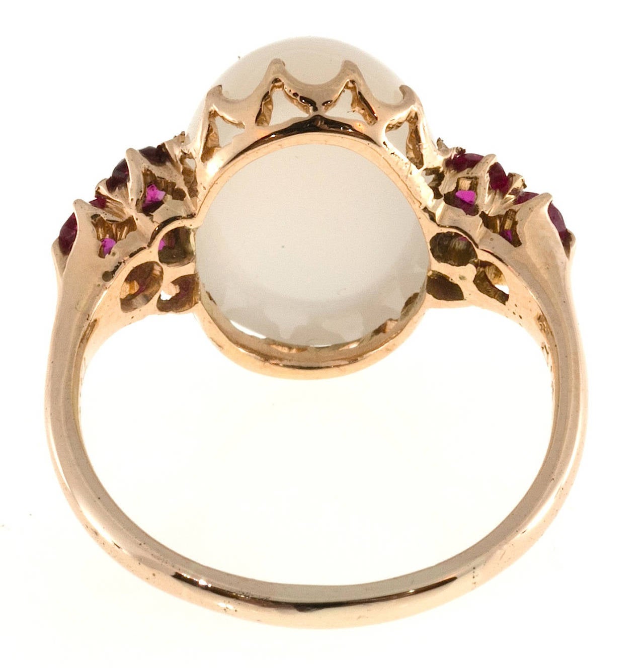 Moonstone Ruby Gold Ring In Good Condition In Stamford, CT