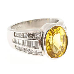 J. B. Star Natural Yellow Sapphire Diamond Platinum Engagement Ring 4