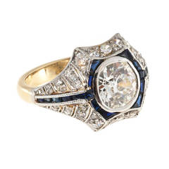 Diamond Sapphire Gold Platinum Engagement Ring 7