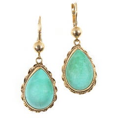 Natural Turquoise Pink Gold Dangle Earrings 4