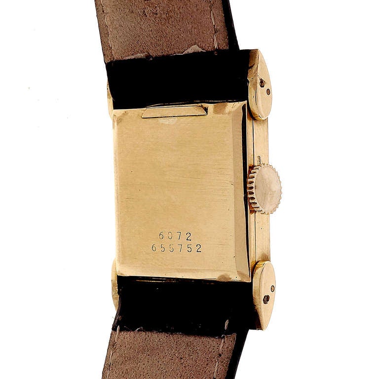 Women's or Men's Tiffany & Co. yellow Gold Rectangular Hooded Hinged-Lug Strap wristwatch