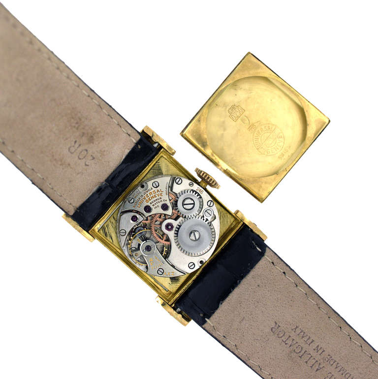 Tiffany & Co. yellow Gold Rectangular Hooded Hinged-Lug Strap wristwatch 3