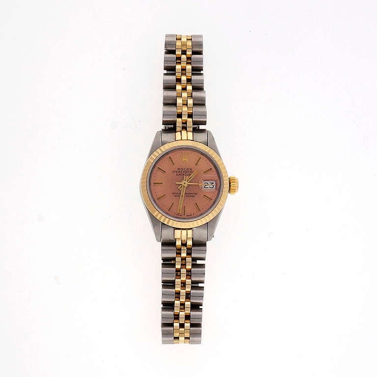 Rolex Lady's Stainless Steel and Yellow Gold Datejust Wristwatch Ref 6917