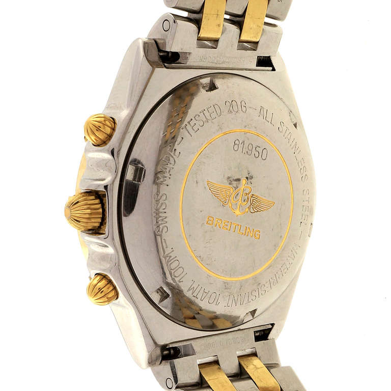 Breitling Yellow Gold Stainless Steel Chronograph Wristwatch In Good Condition In Stamford, CT