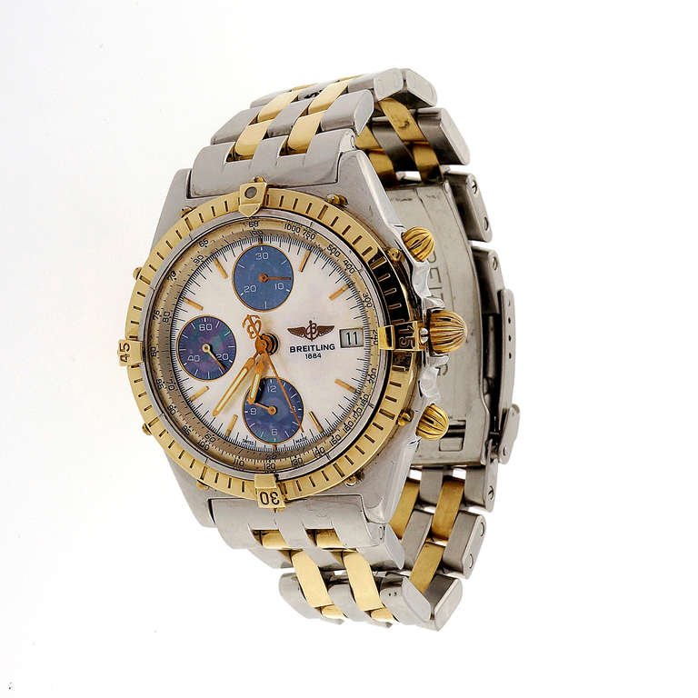 Breitling Yellow Gold Stainless Steel Chronograph Wristwatch 2