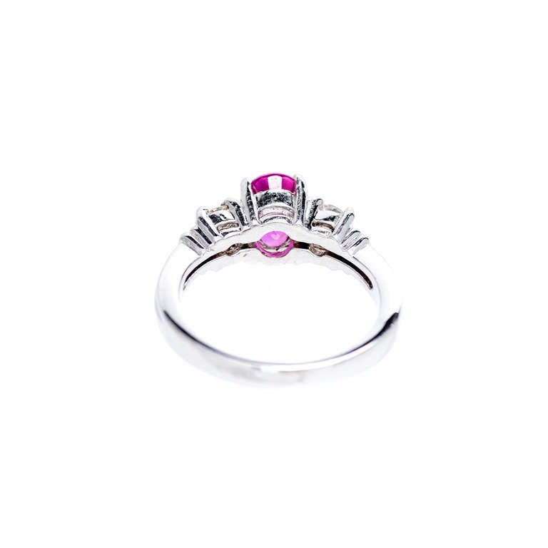 Peter Suchy 1.25 Carat Natural Pink Sapphire Diamond Platinum Engagement Ring 2