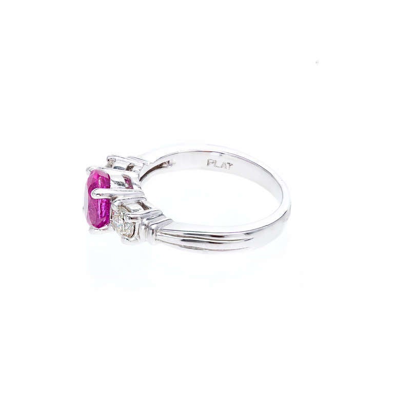 Peter Suchy 1.25 Carat Natural Pink Sapphire Diamond Platinum Engagement Ring 3