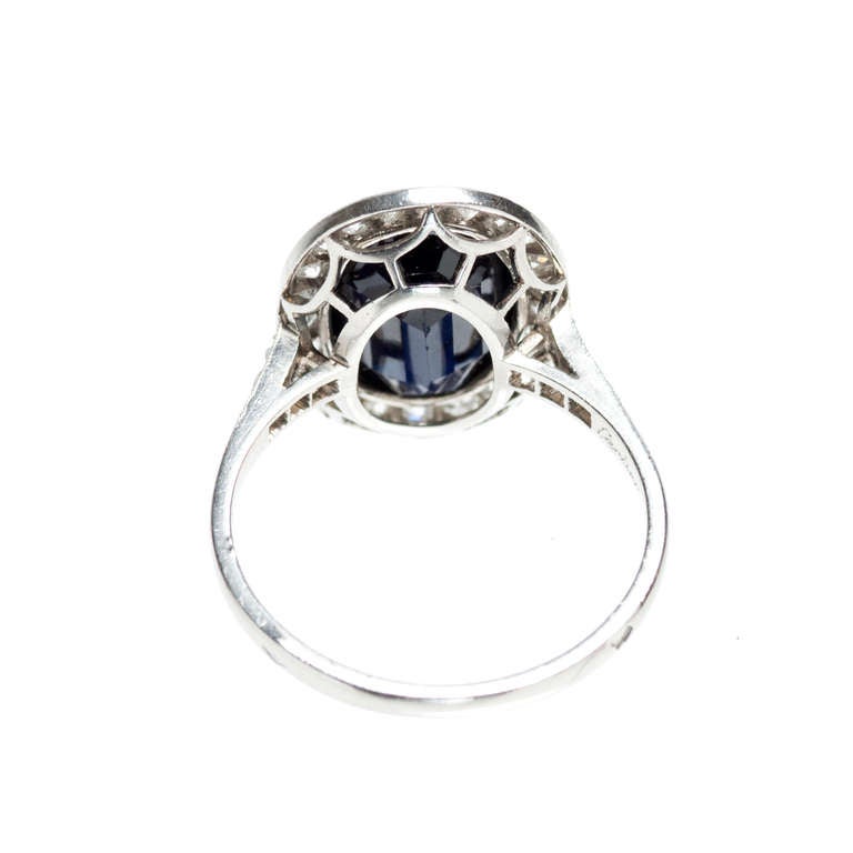 Art Deco Cartier Royal Blue Sapphire And Diamond Platinum Ring