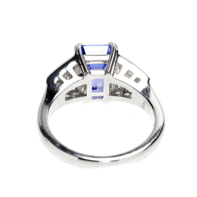 Violet Blue Sapphire And Diamond Platinum Ring For Sale at 1stdibs