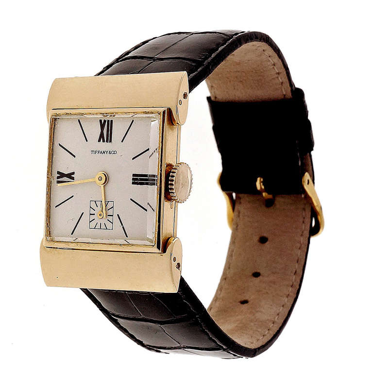 Tiffany & Co. yellow Gold Rectangular Hooded Hinged-Lug Strap wristwatch