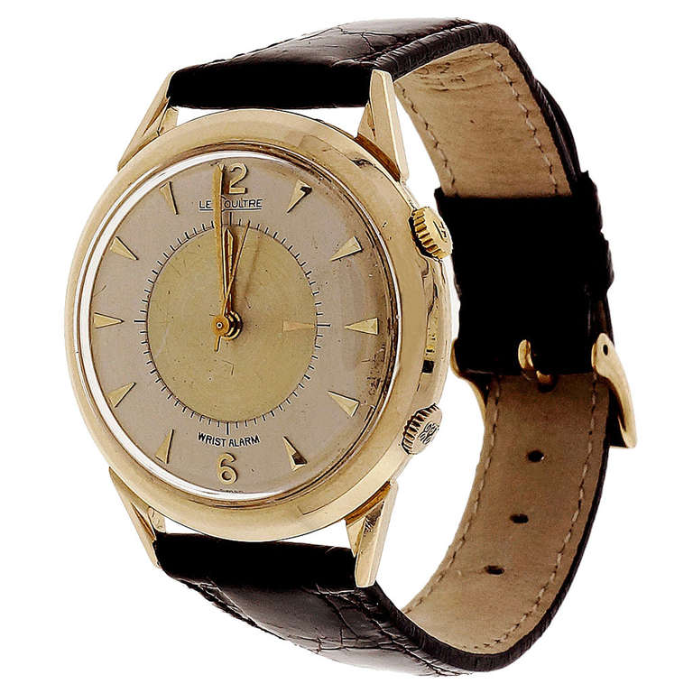 LeCoultre Yellow Gold Memovox Alarm Wristwatch circa 1960s