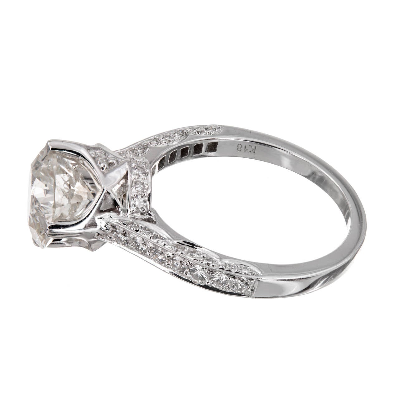 2.51 Carat Round Diamond Gold Solitaire Engagement Ring For Sale at 1stDibs