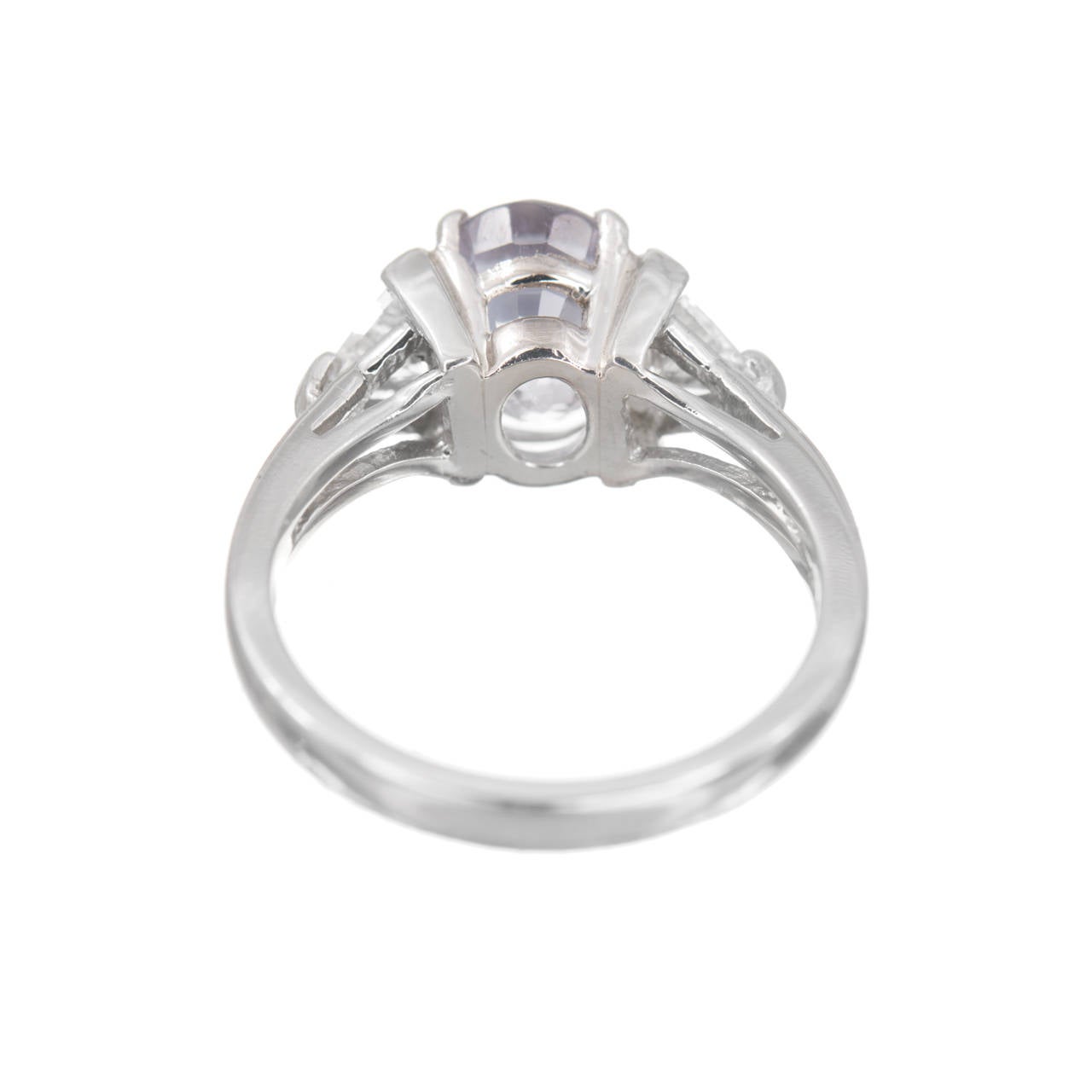 Women's GIA Certified 3.91 Carat Sapphire Diamond Three-Stone Engagement Ring