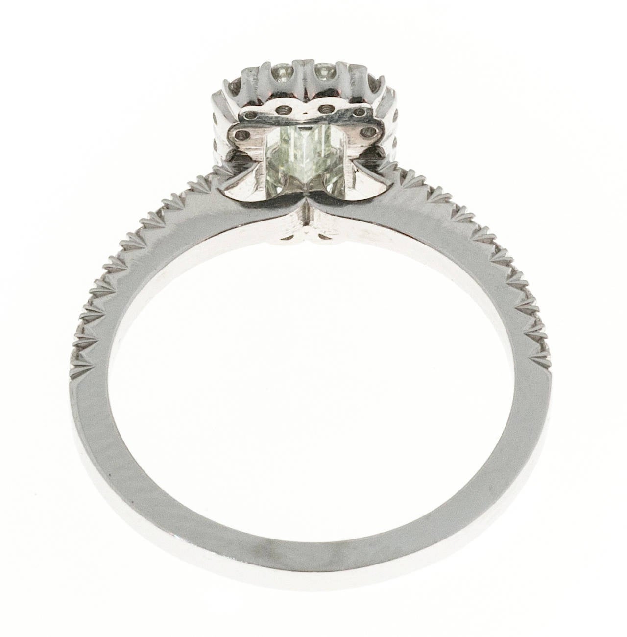 Emerald Cut Diamond Halo Platinum Ring 1