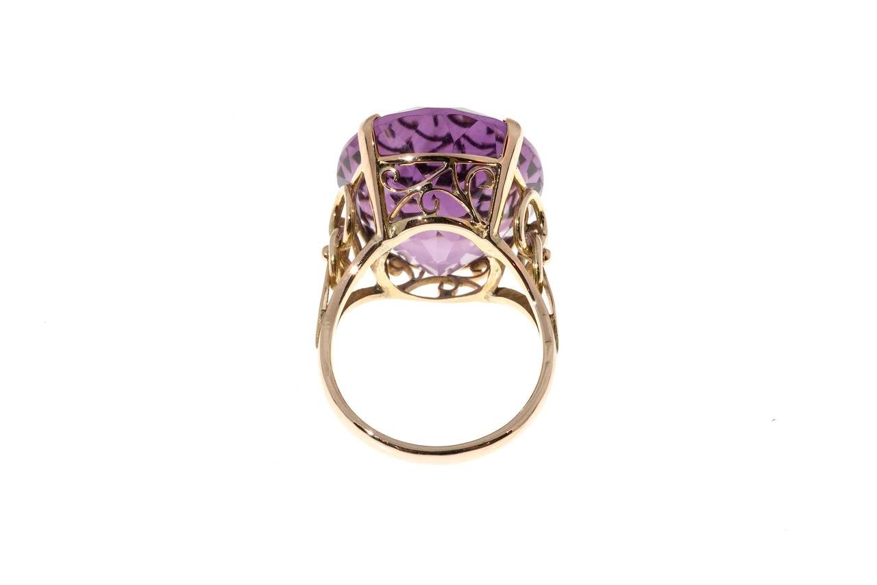 Oval Amethyst Rose Gold Scroll Work Ring 1