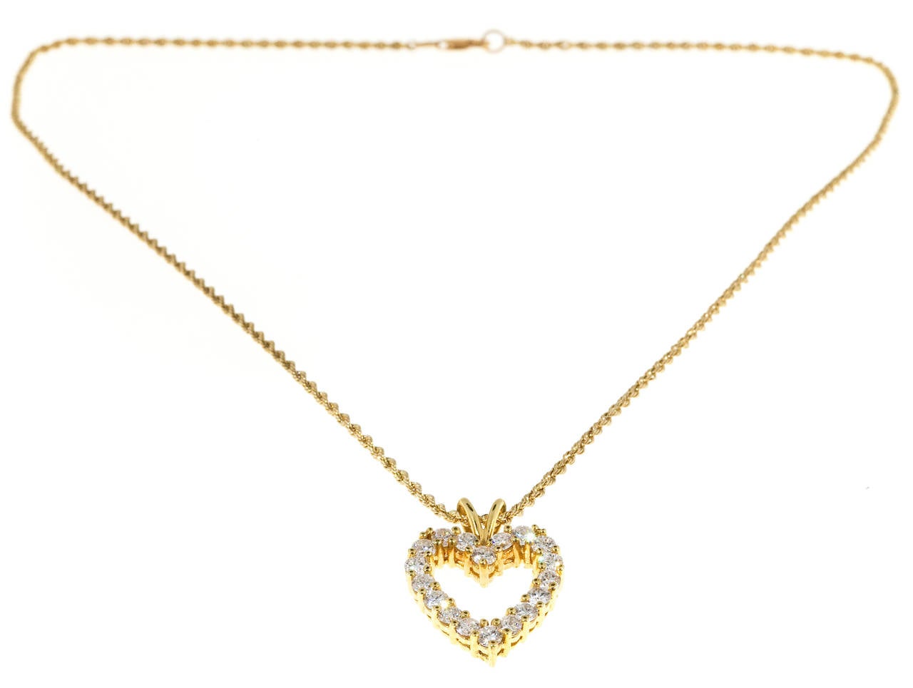 Women's Diamond Gold Open Heart Pendant Necklace