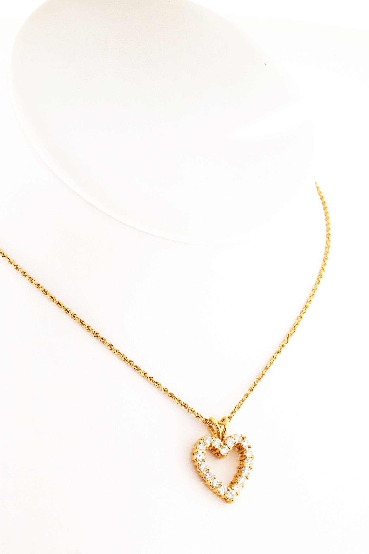 Diamond Gold Open Heart Pendant Necklace 1