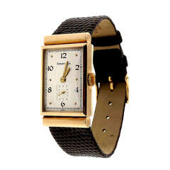 Longines Yellow Gold Rectangular Wristwatch with Hooded Lugs Retailed by Tiffany