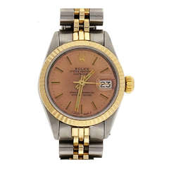 Rolex Lady's Stainless Steel and Yellow Gold Datejust Wristwatch Ref 6917