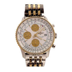 Retro Breitling Stainless Steel and Yellow Gold Navitimer Chronograph Wristwatch
