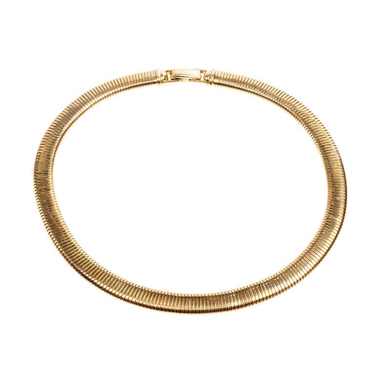 Designer Tiffany and Co Yellow Gold Accordion Necklace c1940s at 1stdibs