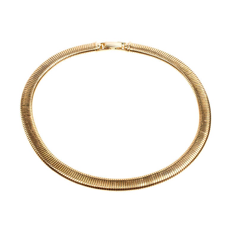 Designer Tiffany and Co Yellow Gold Accordion Necklace c1940s at 1stDibs