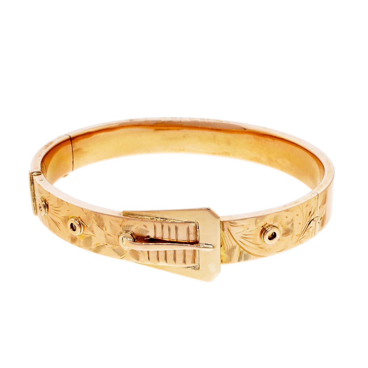 Rose Gold Buckle Hinged Bangle Bracelet For Sale at 1stdibs