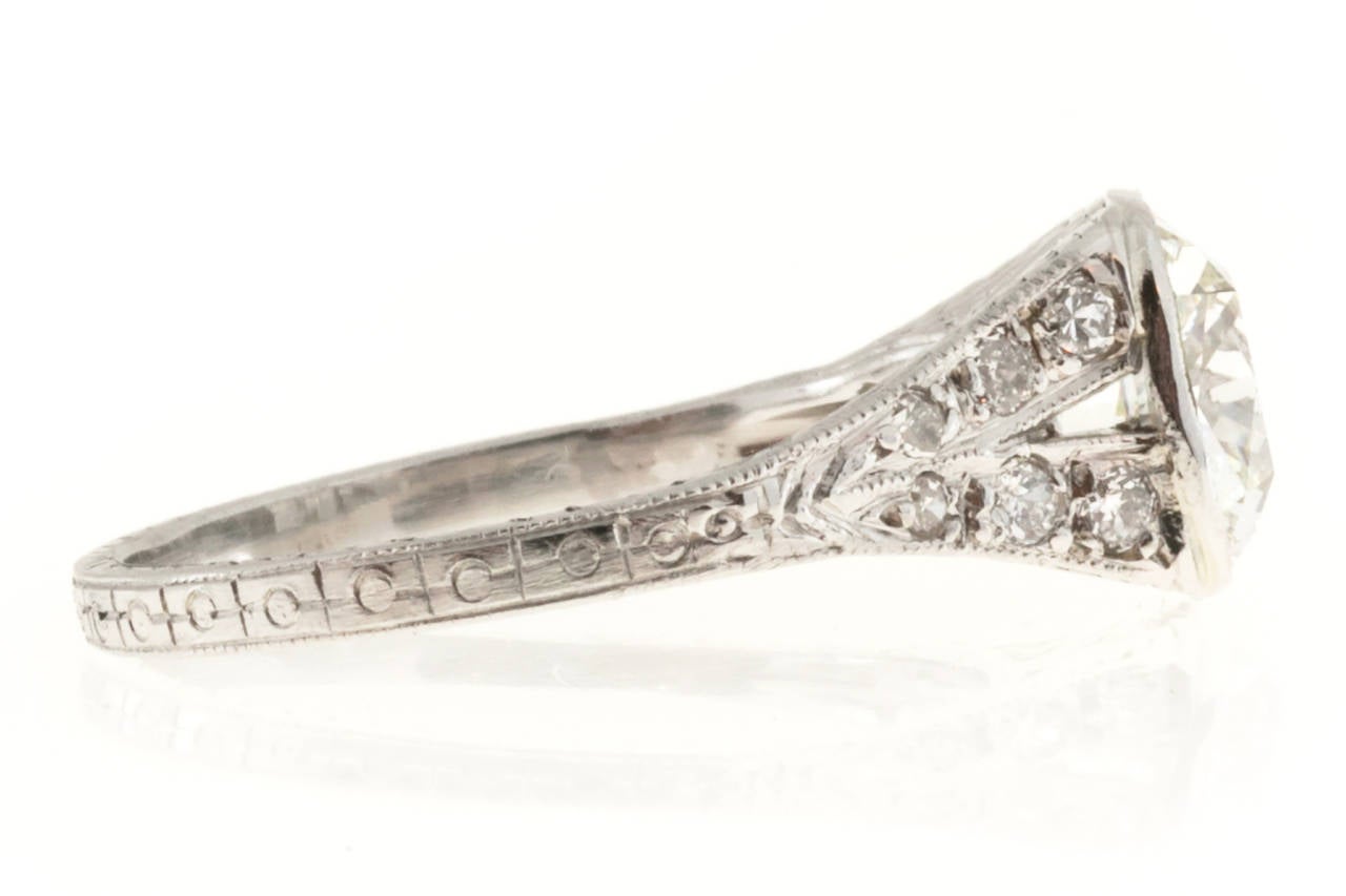 1920s Diamond Filigree Platinum Ring 1