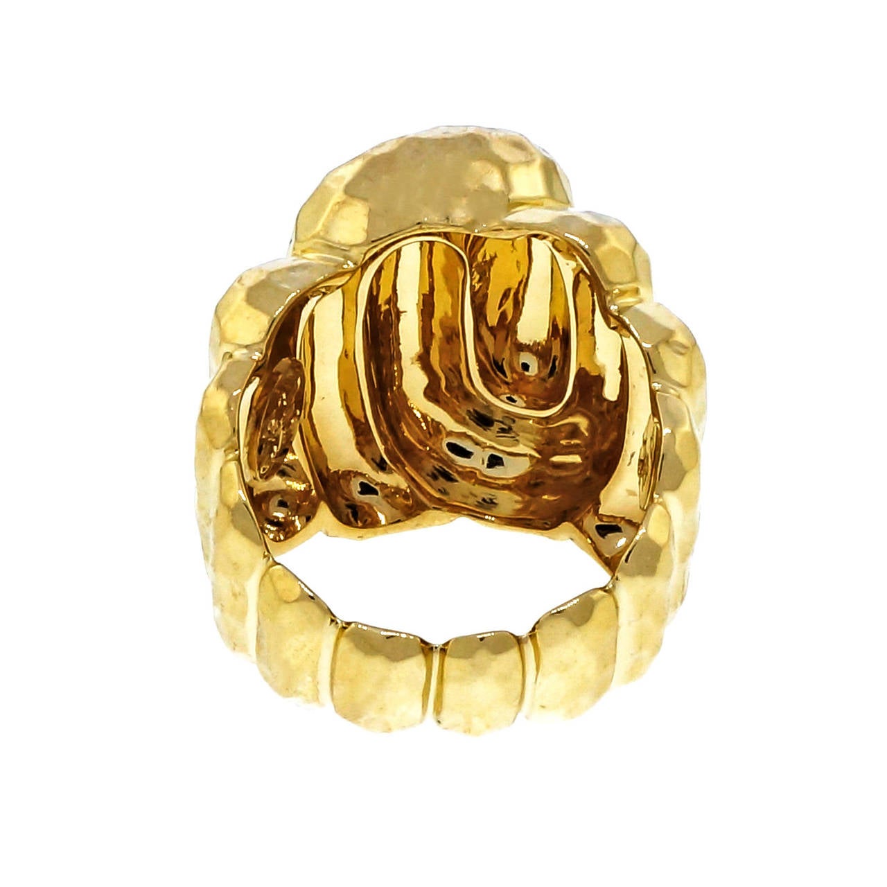 Women's Henry Dunay Heavy Hammered Gold Swirl Dome Ring