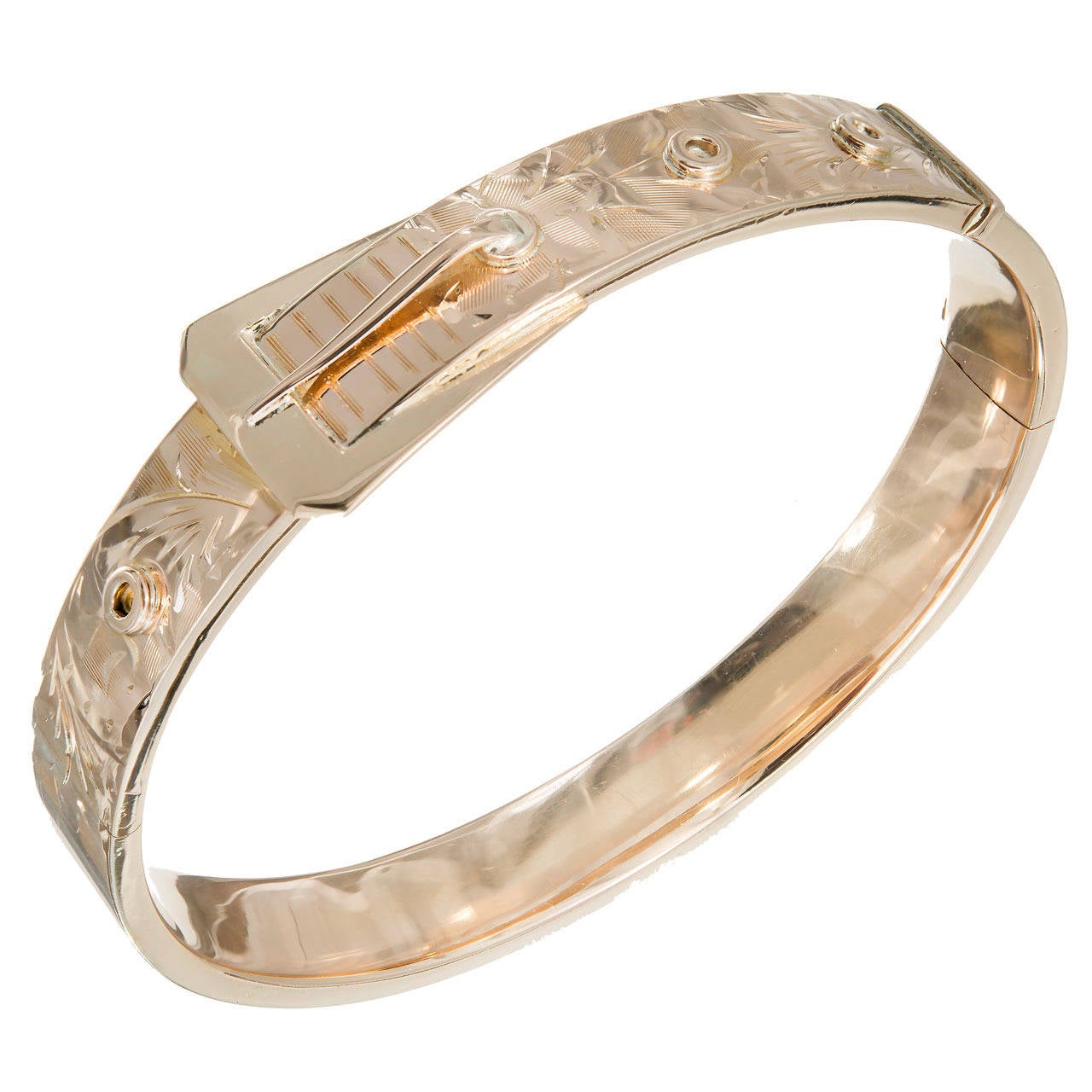 Rose Gold Buckle Hinged Bangle Bracelet For Sale at 1stdibs