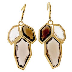 Allia Smoky Quartz Gold Dangle Earrings 1