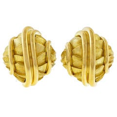 Henry Dunay Textured Gold Domed Clip Post Earrings 8