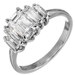 GIA Certified .94 Carat Emerald Cut Diamond Platinum Engagement Ring 7