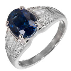 Natural Cornflower Blue Sapphire Diamond Platinum Ring 12